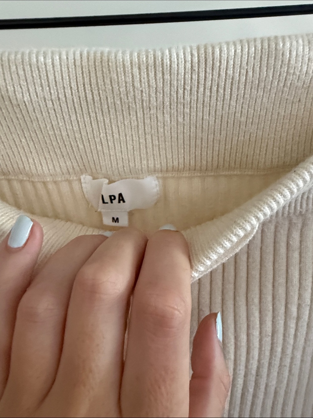 LPA Cream Ribbed Drawstring Joggers - Picture 3 of 6